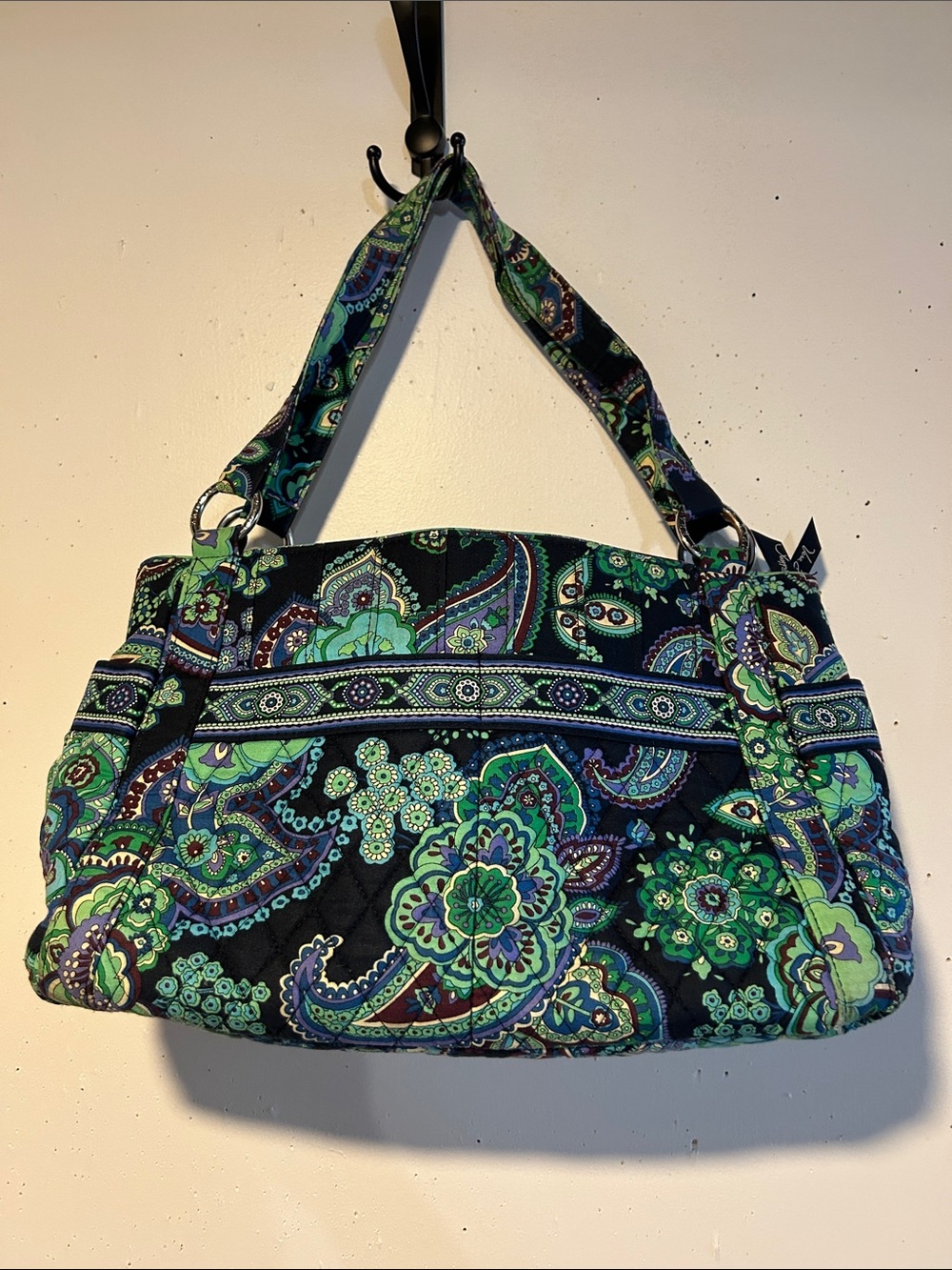 Vera Bradley Teal & Navy Paisley Quilted Shoulder Bag